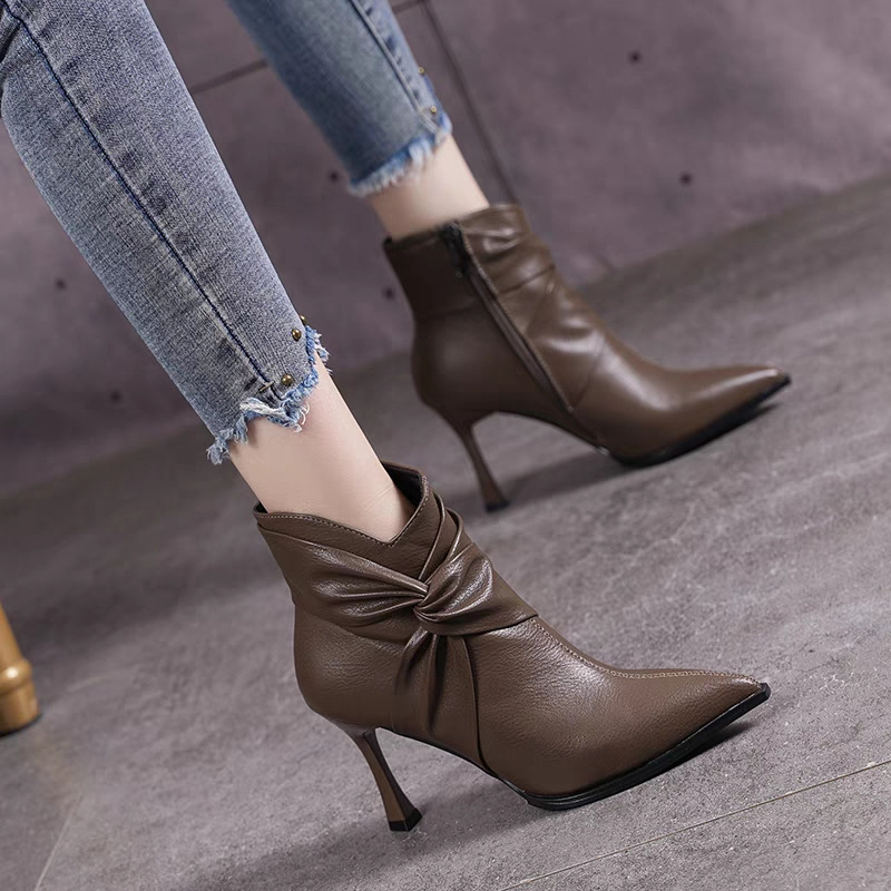 Fashion Boots for Women: Chic 2024 Pointed Toe High Heels in Black and Khaki - Free Shipping d2cb