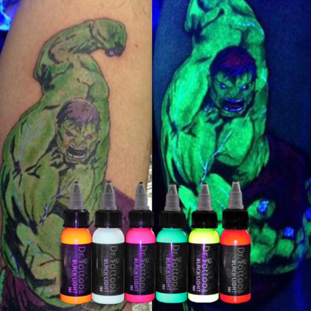 15/30ML high-quality fluorescent tattoo ink professional anent makeup body microbeads easy to color purple light pigment 240705