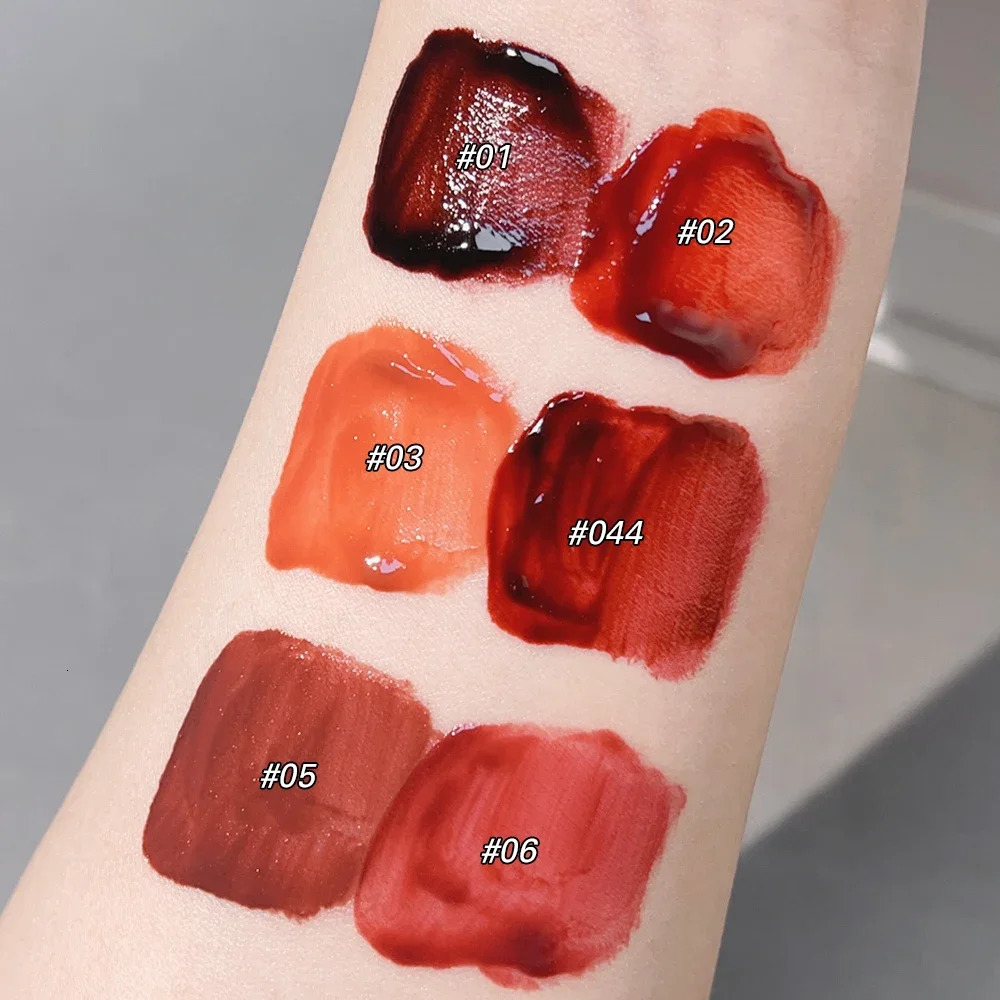 Dark red brown mirror lipstick gloss non stick cup high pigment red liquid lipstick makeup 240705