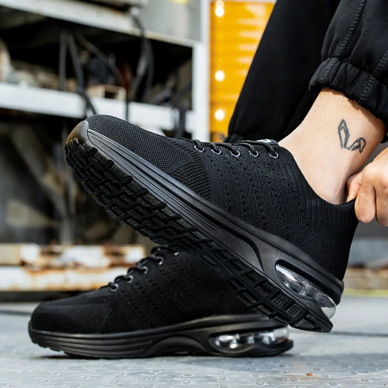 Men With Steel Toe Cap Anti-smash Sneakers Safety Lightweight Indestructible Work Boots Hiking Shoes 240702