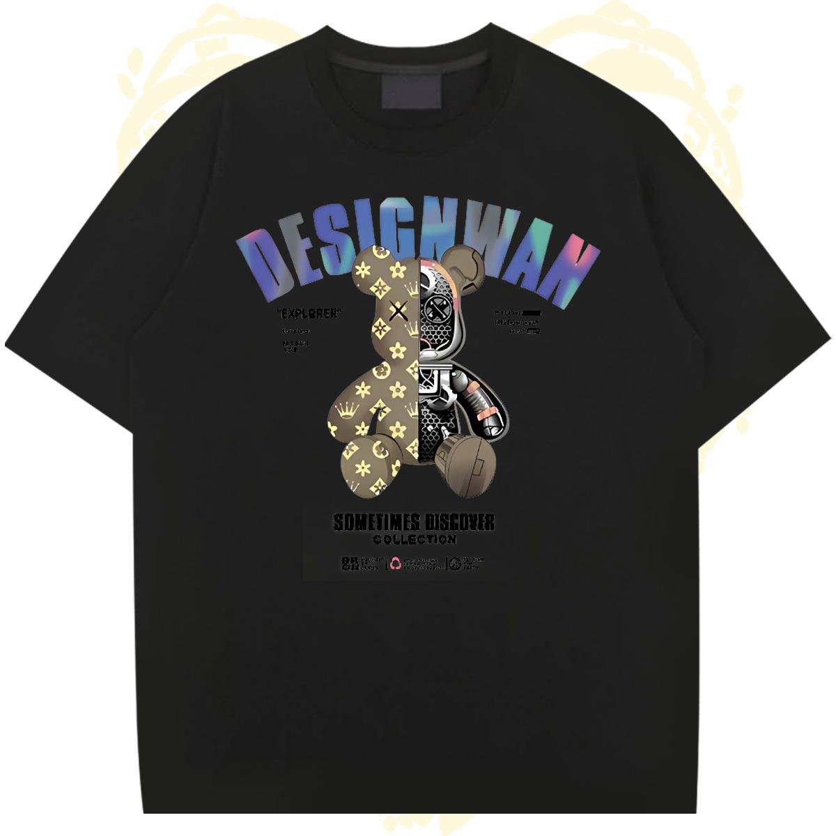 2024 Summer T Shirt For Man Black White Tshirt for Man Woman Hip Hop Street Cotton Breathable Short Sleeve Designer Tees Shirts