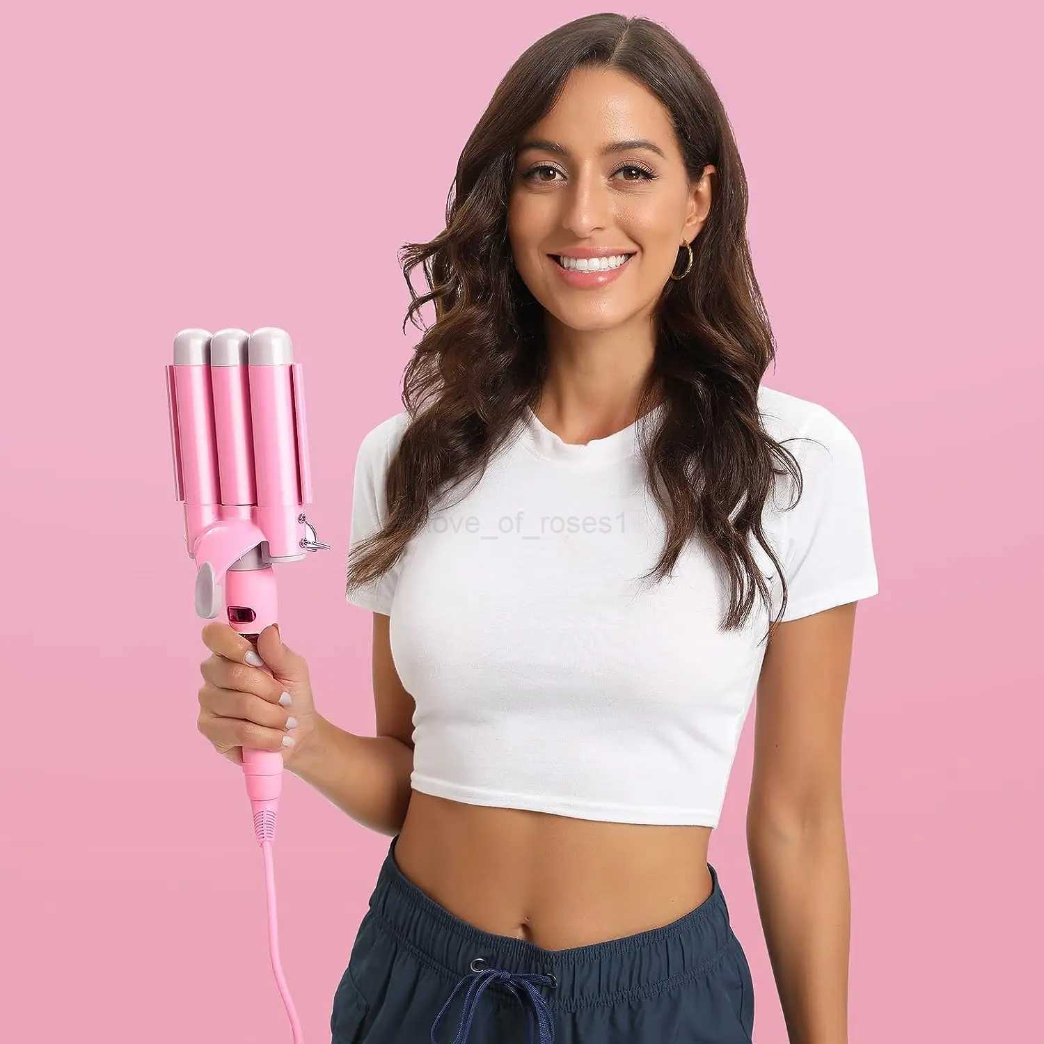 3 Barrel Hair Curlers 32mm Beach Waves LCD Curling Iron Curling Wand for Long Hair with Temperature LED Indicator Styling ToolsZ240709