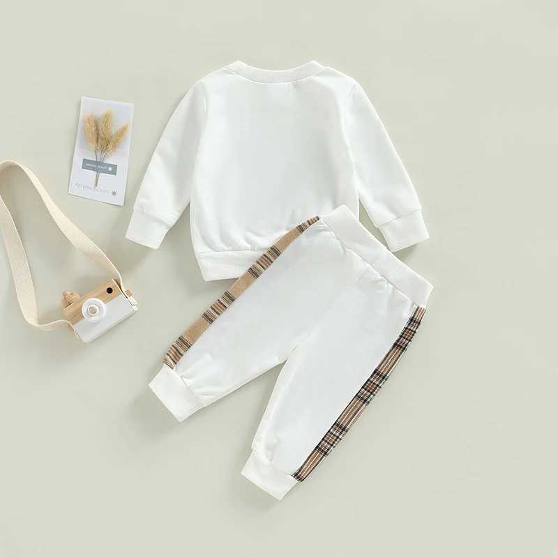 Clothing Sets 2022-09-27 Lioraitiin 0-24M Newborn Baby 2Pcs Fall Outfits Long Sleeve Plaid Bear Pattern Pullover Tops and Pants Set
