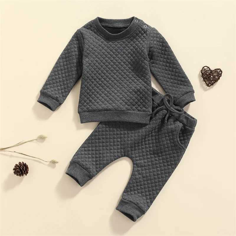 Clothing Sets 0-24M Baby Solid Color Tracksuit Boys Girls Autumn Winter Clothes Sets Long Sleeve Pullover Tops + Pants Toddler Casual Outfits R240708