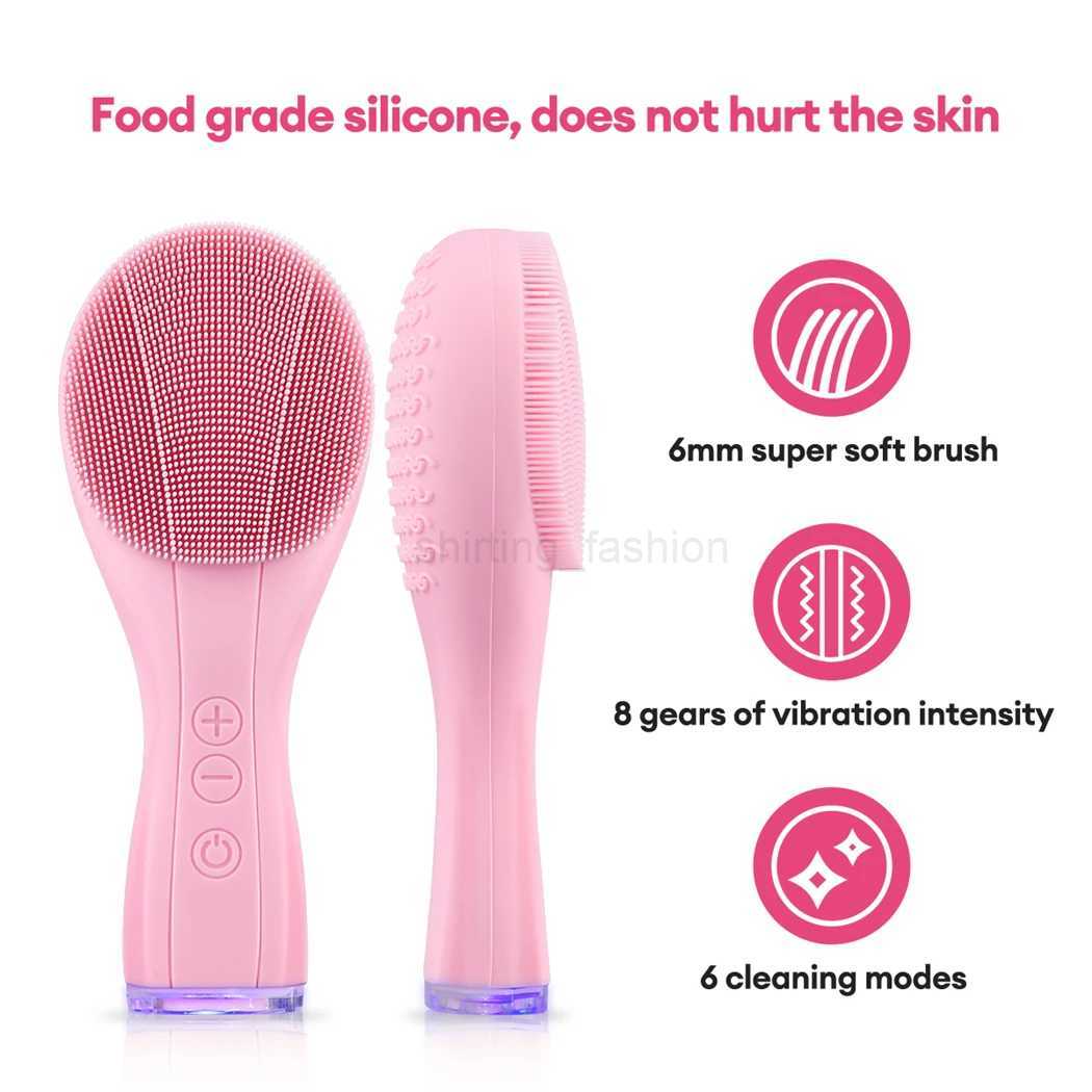 CkeyiN Electric Silicone Facial Brush Sonic Vibration Face Cleansing Brush Waterproof Acne Blackhead Remover Pore Cleaner 2 SideCL240708