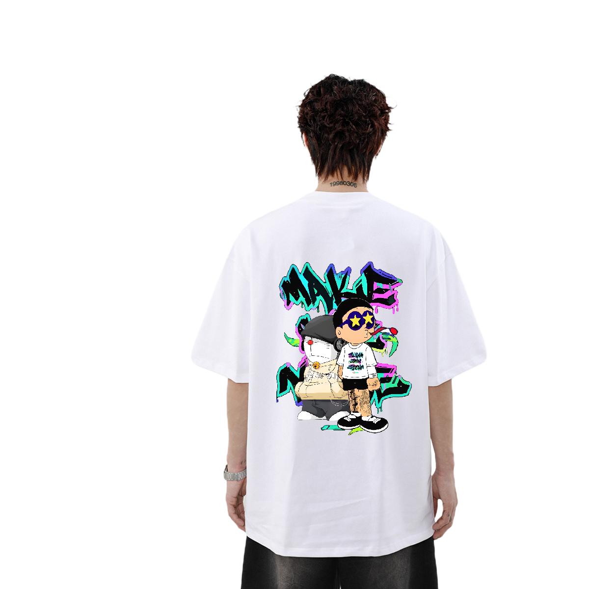 Loose Fit Men Tops Tees Breathable Crew Neck Cotton Sport T Shirt For Man White Plus Size Wholesale Clothes