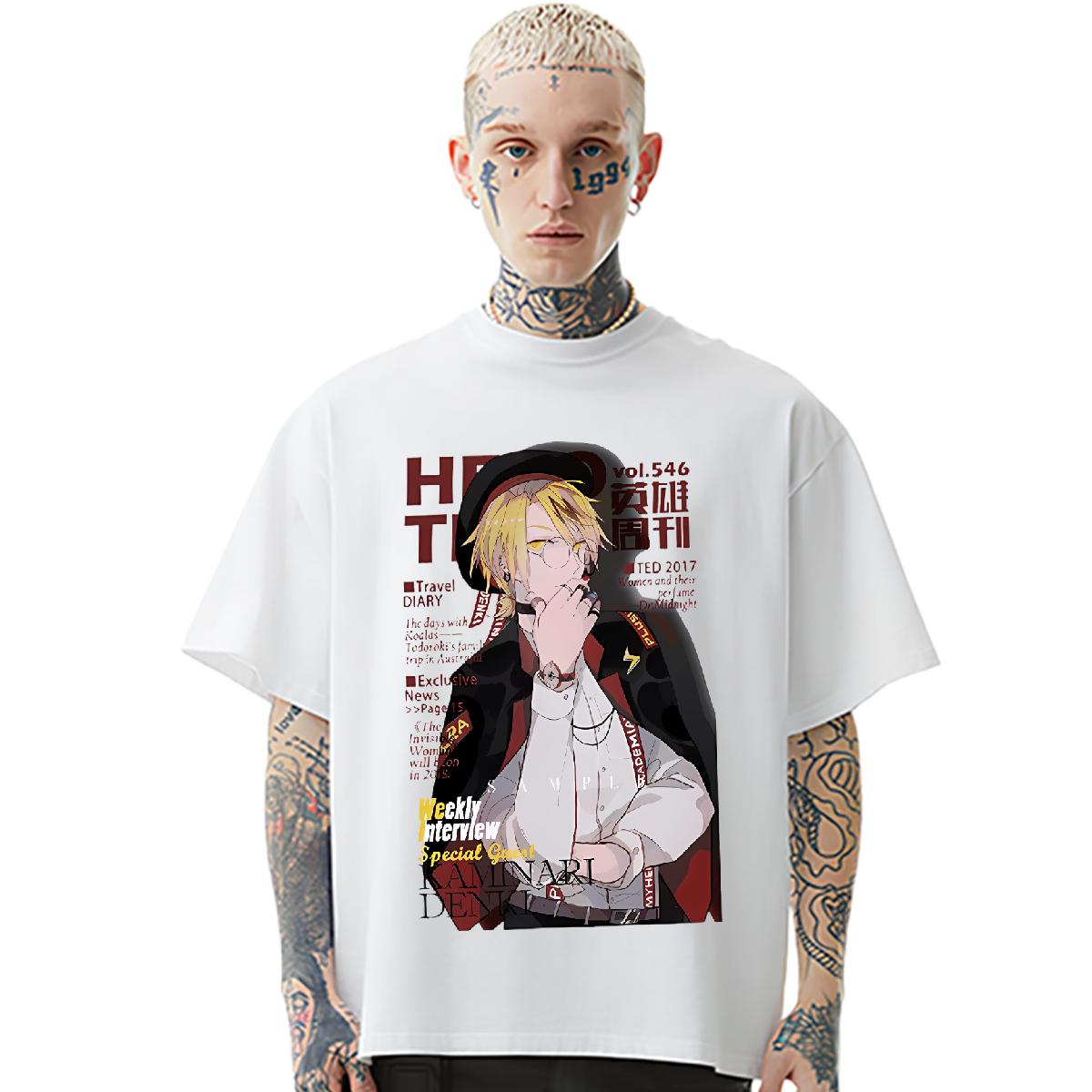 Fashion New T shirt Anime Summer Casual Mens Tshirts Crew Neck Cotton Breathable Loose