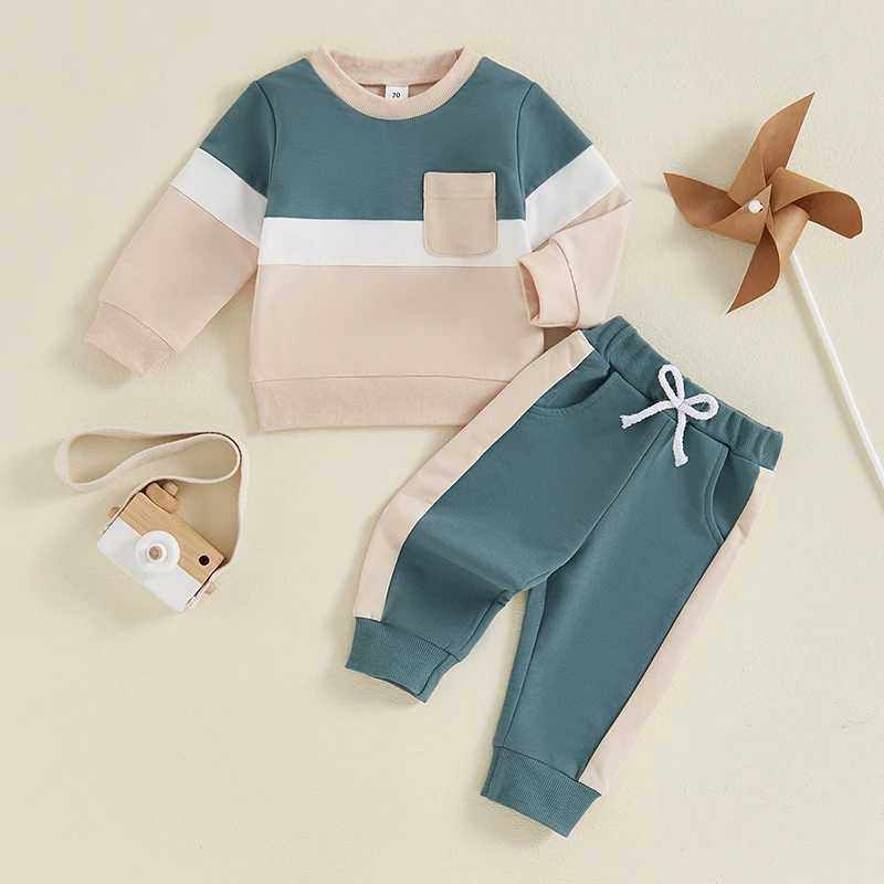 Clothing Sets Autumn New Baby Boy Girls Clothes Fall Toddler Outfits Contrast Color Long Sleeve Sweatshirt Tops and Pants 2PCS Set For Child