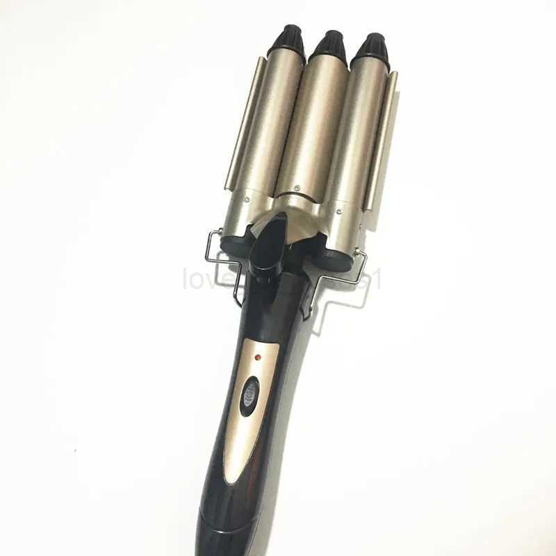 Voltage 110-240 - v sale Fashion Three pipe joint Ceramic Triple Barrels Curling Iron Deep Wave Curler Hair Waver FreeshippingM240708