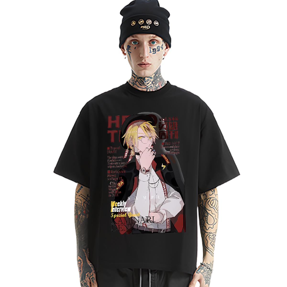 Fashion New T shirt Anime Summer Casual Mens Tshirts Crew Neck Cotton Breathable Loose