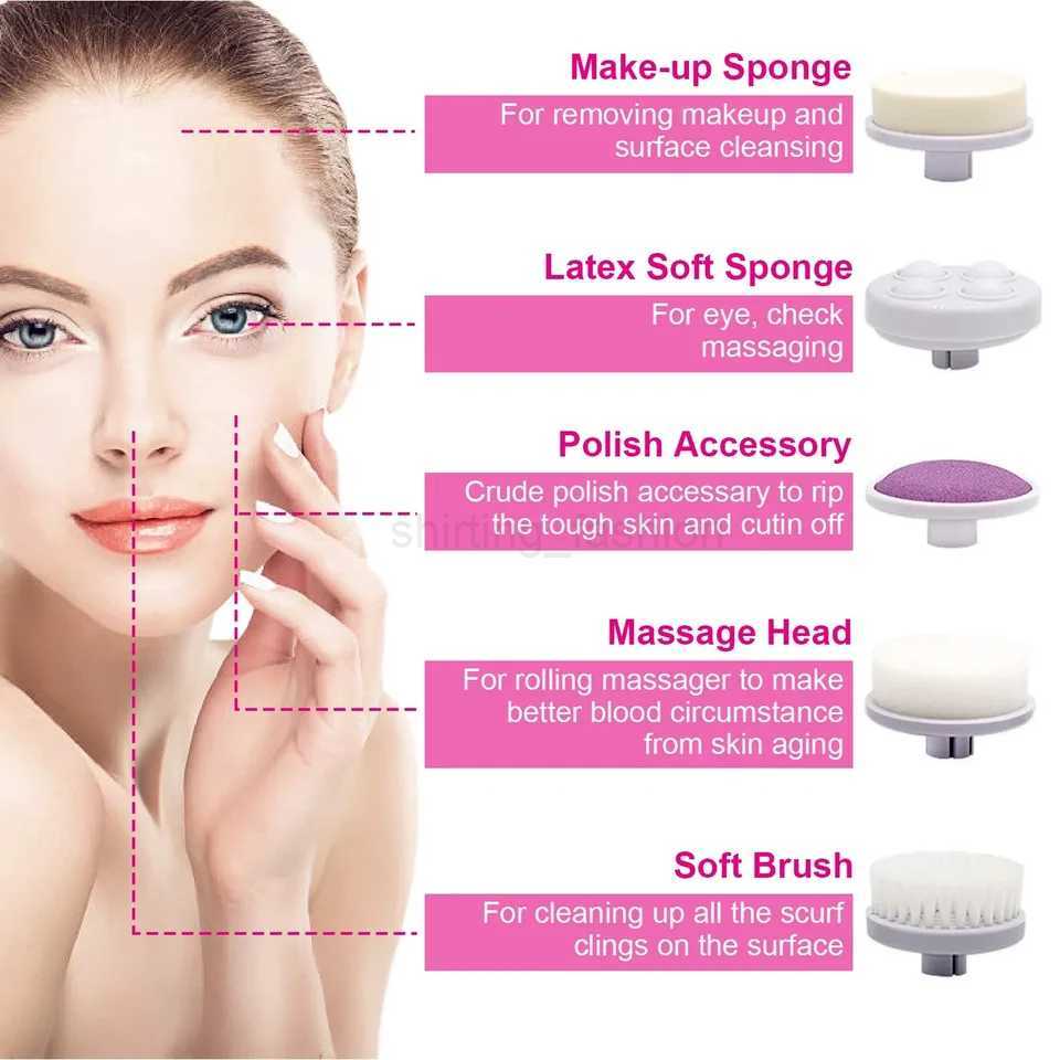 5 in 1 Electric Face Scrubber Cleanser Multifunction Face Cleansing Brush for Gentle Exfoliation Face CareCL240708