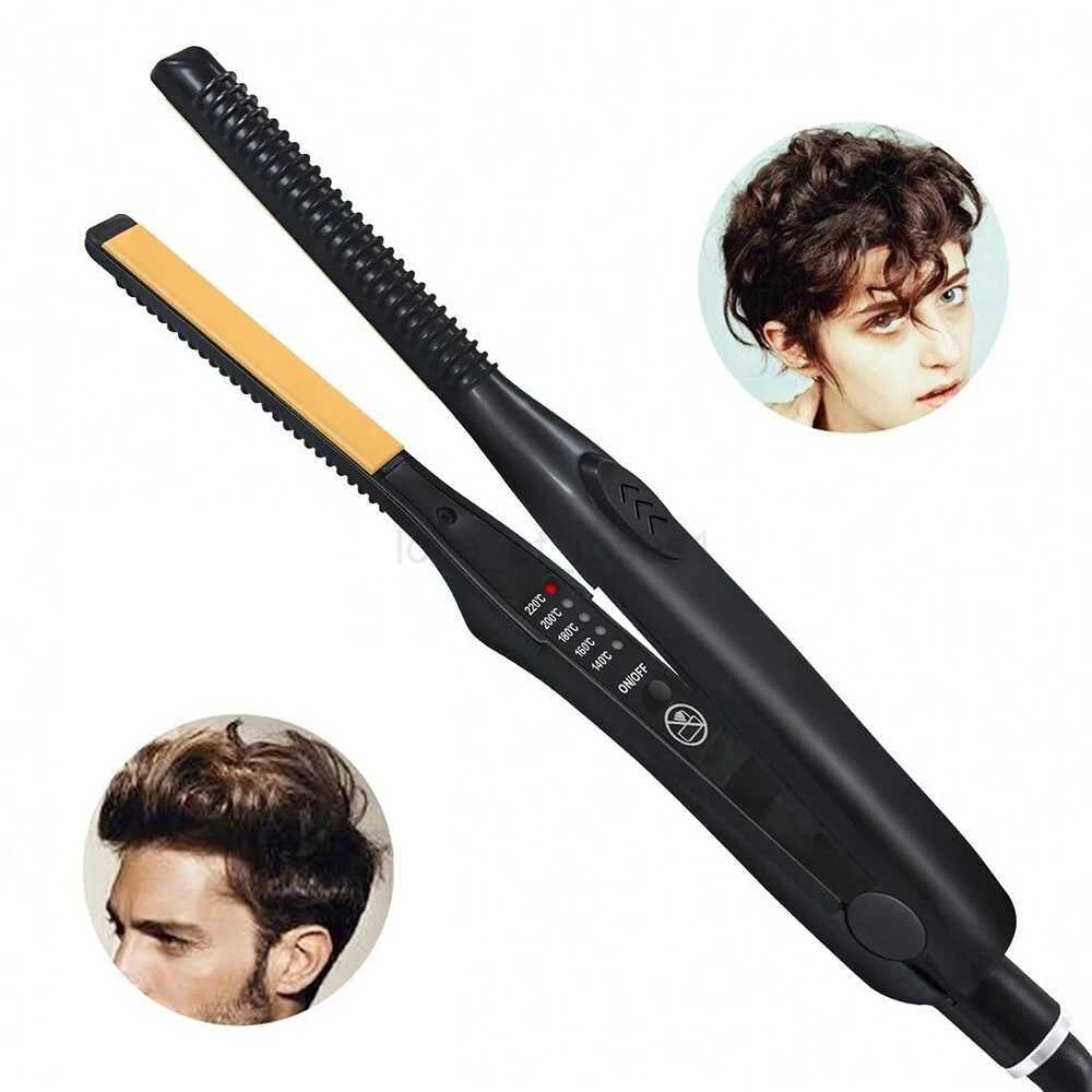 Mini Hair Curler Pencil Flat Iron For Short Hair 2 In 1 Thinnest Narrow Plate Hair Straightener Dual VoltageM240708