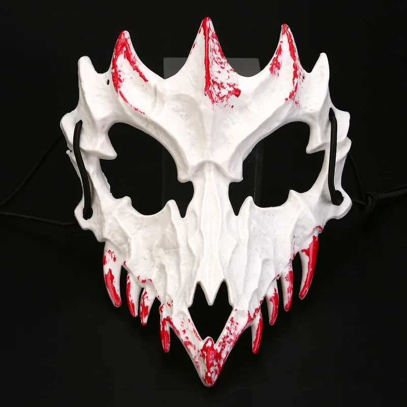 Half-face Blood Mask Men Dragon Tiger Wolf Mask Horror Halloween Costume Cover Props Animal Skeleton Mask Party Cosplay PropsXJ240905