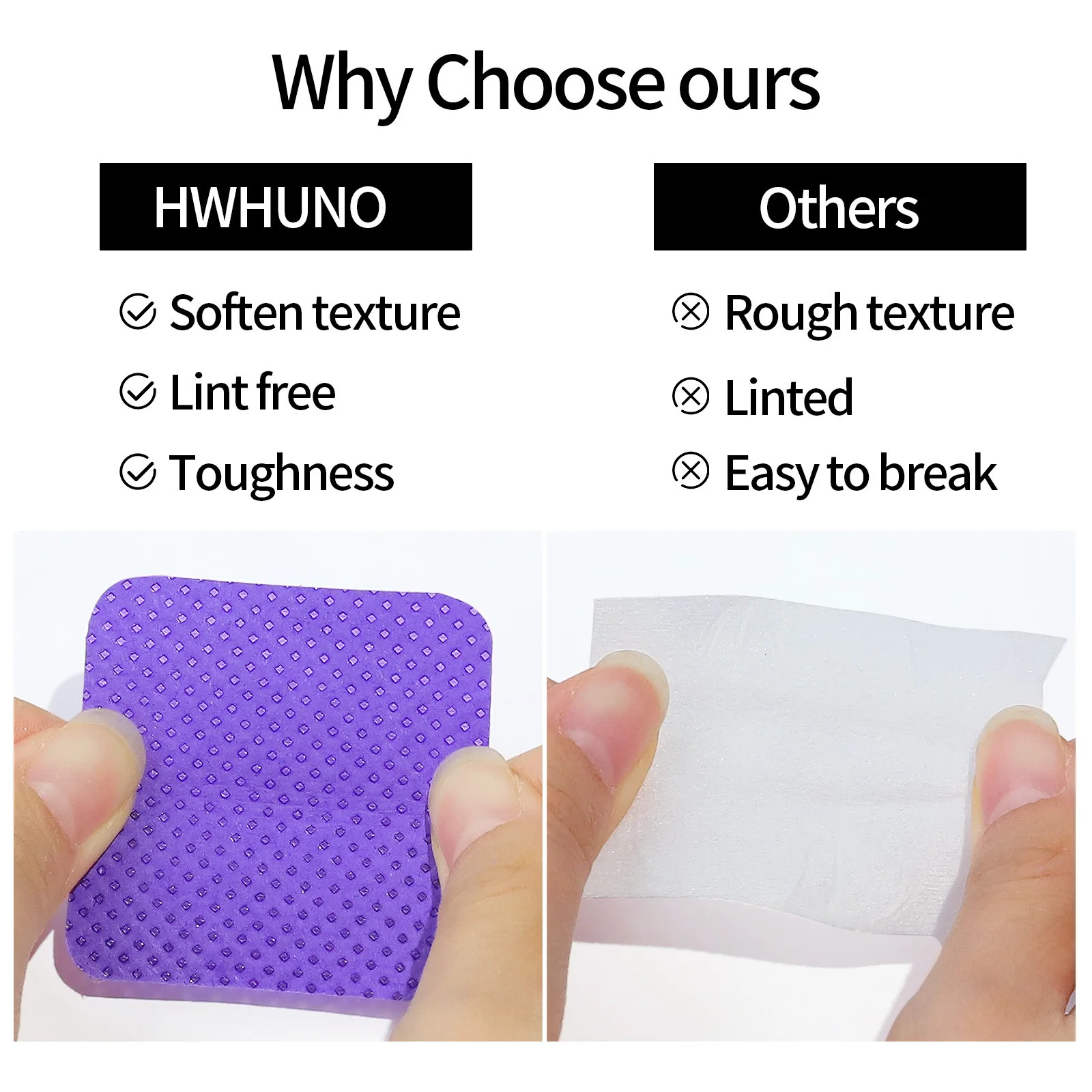 200pcs/box of lint free nail polish removing gel pink/purple adhesive wet towel eyelash glue cleaning cotton pad nail wet towel makeup tool 240705