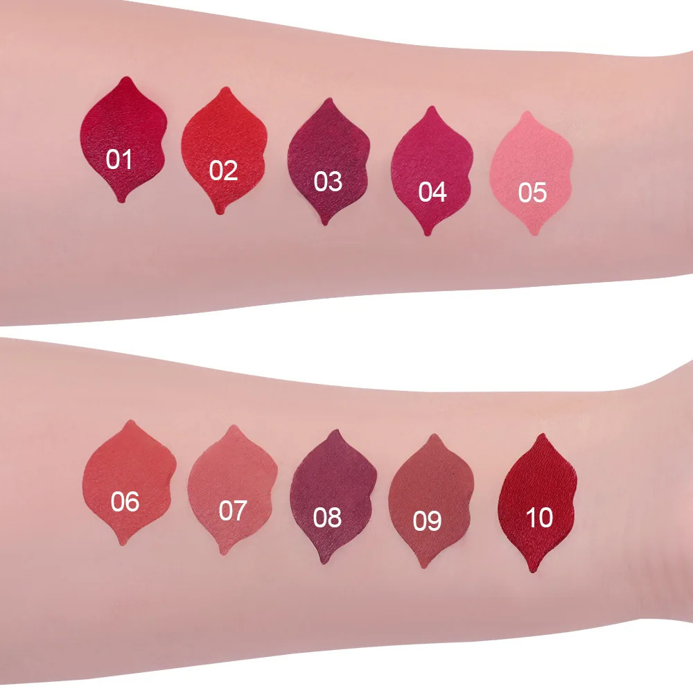 10 color matte lipstick velvet rich color rendering lipstick tool durable waterproof lipstick 240705
