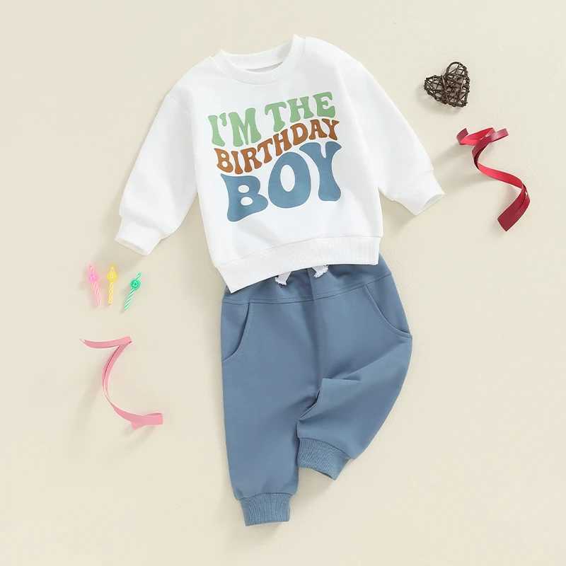 Clothing Sets 0-4Y Little Boys Casual Pant Outfits Letter Print Long Sleeve Pullover Tops Sweatshirt Pants Sets Toddler Tracksuits Spring Fall R240708