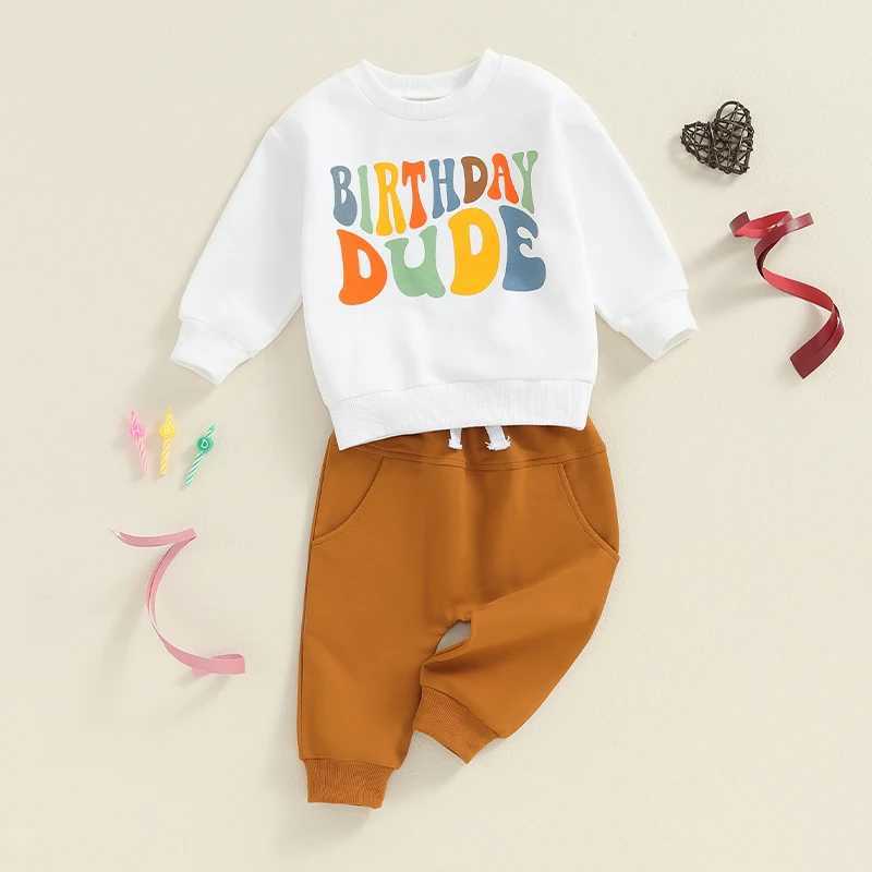 Clothing Sets 0-4Y Little Boys Casual Pant Outfits Letter Print Long Sleeve Pullover Tops Sweatshirt Pants Sets Toddler Tracksuits Spring Fall R240708