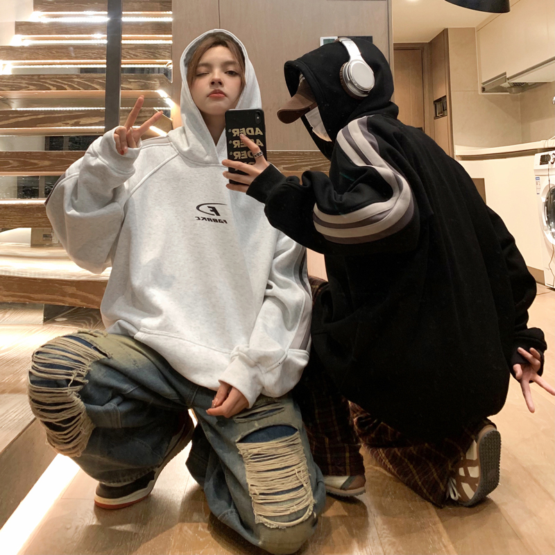 2024 Spring New American Couple Sweater Women's Loose Korean version Lazy Hooded Coat F7.8#76.44