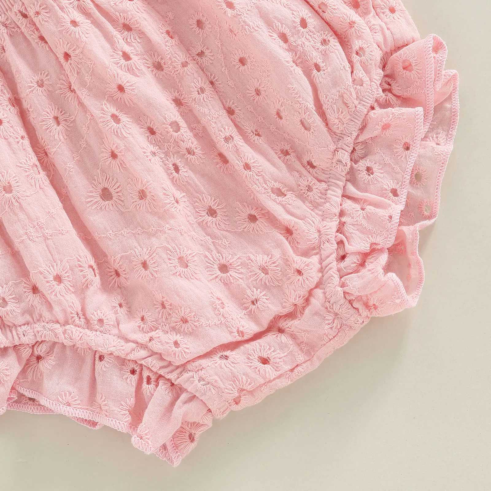 Clothing Sets Toddler Baby Girl Clothes 2Pcs Set Solid Color Cutout Round Neck Long Sleeve T-shirt Tops and Elastic Casual Ruffle Shorts 3-24M R240708