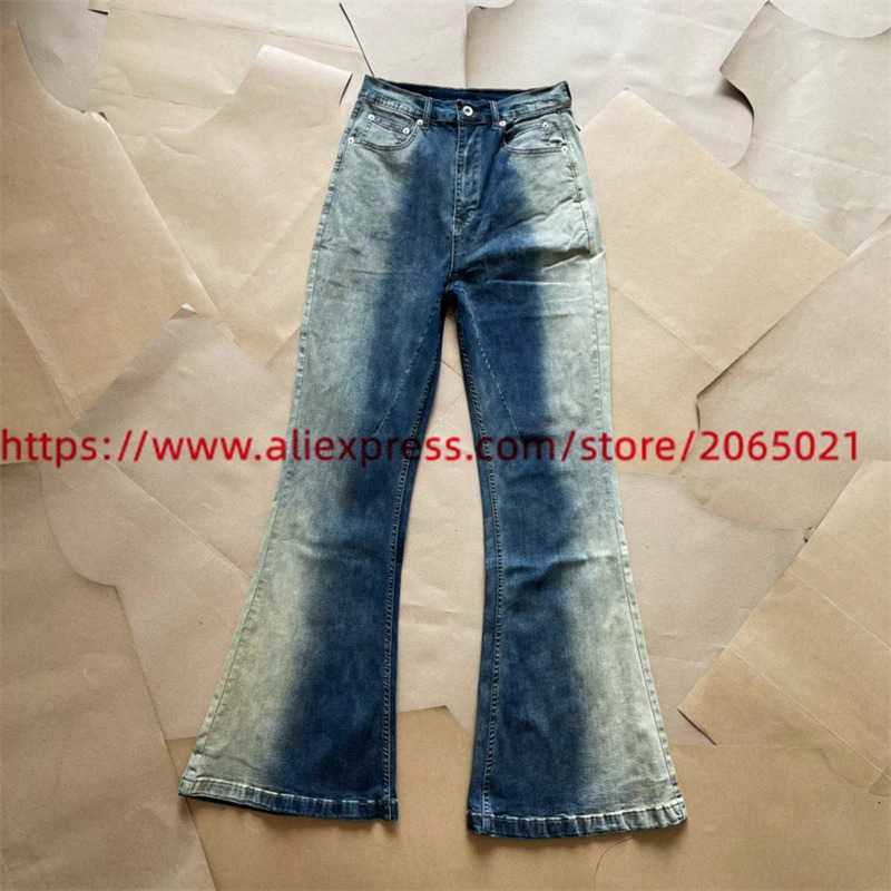 Gradient Flared Jeans Men Women 1 High Quality Nice Washed Oversized Denim Trouser 240704
