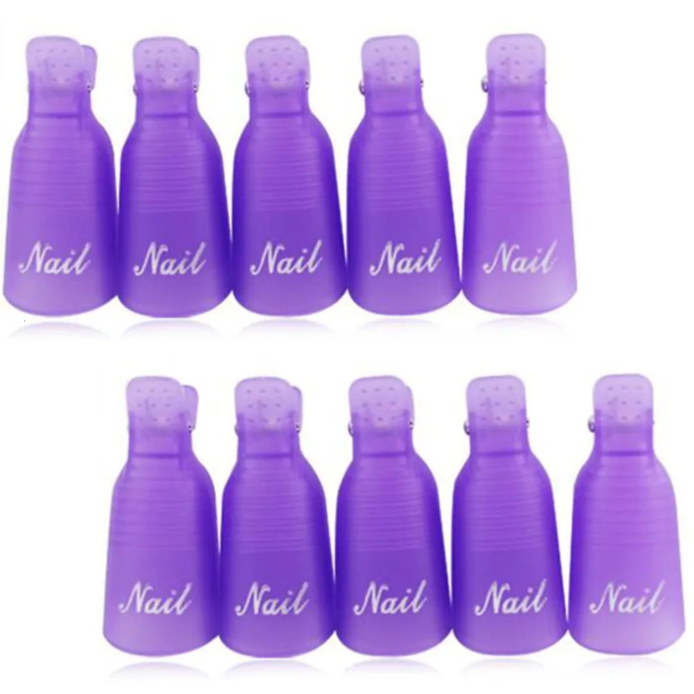 10 pieces/box UV gel polishing removal clip Color acrylic nail art soap cap clip DIY nail cleaning handle finger packing tool 240705
