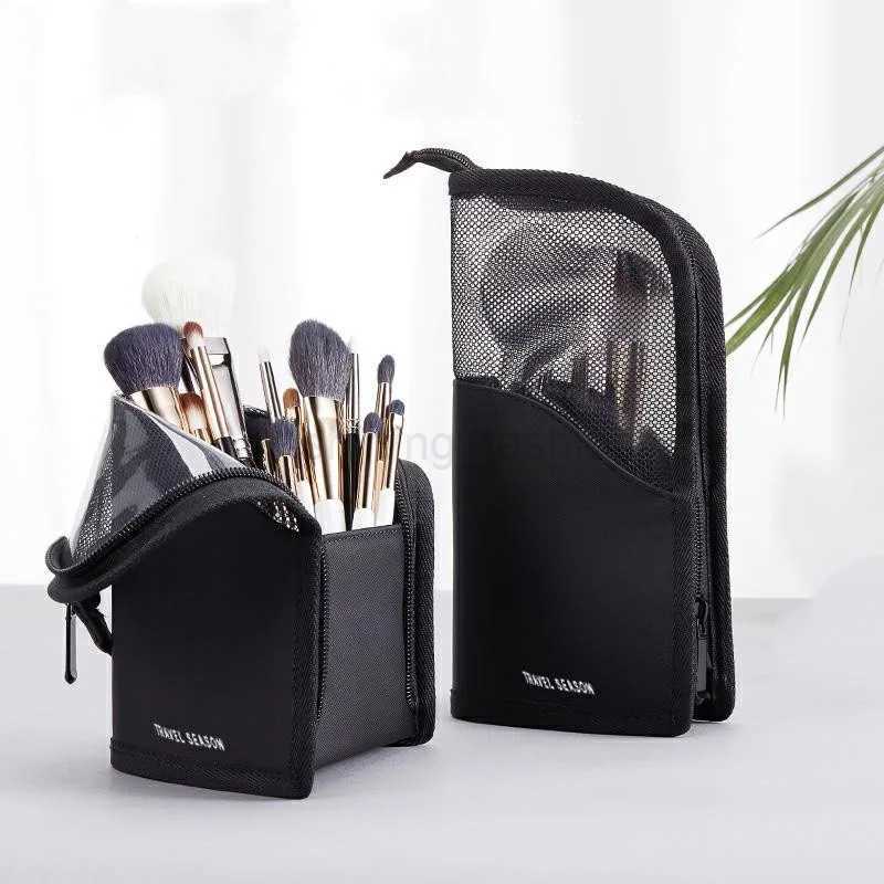 1 Pc Stand Cosmetic Bag for Women Clear Zipper Makeup Bag Travel Female Makeup Brush Holder Organizer Toiletry BagCL240708