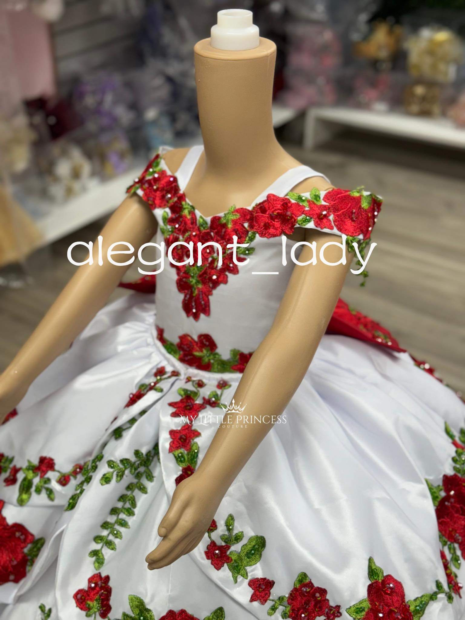 White Red Charro Mexican Mini Quinceanera Dresses with Big Bow 2025 Floral Toddler Pageant Birthday Party Flower Girl Dress