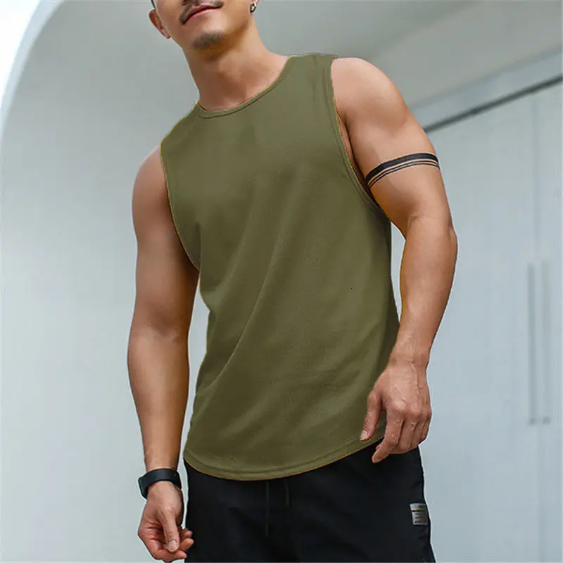 Summer Solid Cotton Tank Top Men Clothing Hip Hop Sports Quick Drying Breathable Y2k Loose Casual Hipster Vest Streetwears 240703