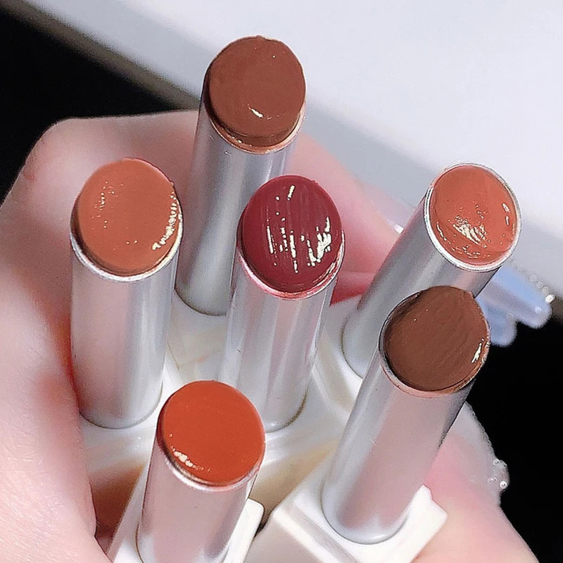 Cappuvini red lipstick black white tube lipstick light water lipstick soft mist lipstick gloss lipstick 1 mirror water 240705