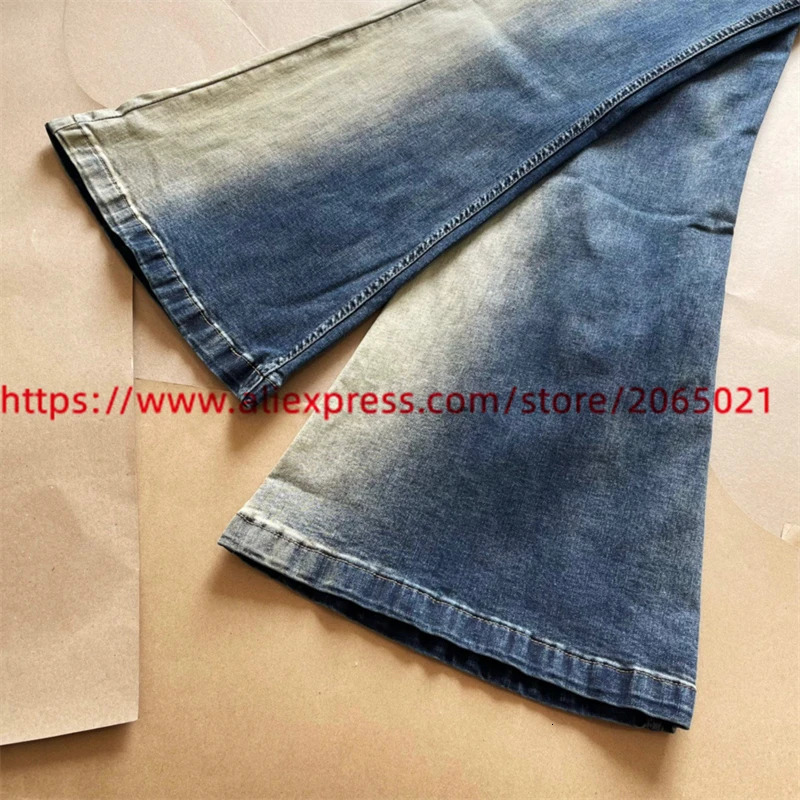 Gradient Flared Jeans Men Women 1 High Quality Nice Washed Oversized Denim Trouser 240704