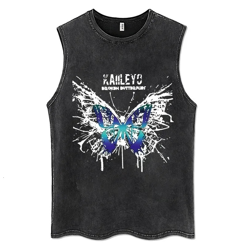 Distressed Washed Tank Tops Y2K Clothes Men Women Oversized Vest Anime Girls Sleeveless Tshirt Hipster Casual Summer Dress 240703
