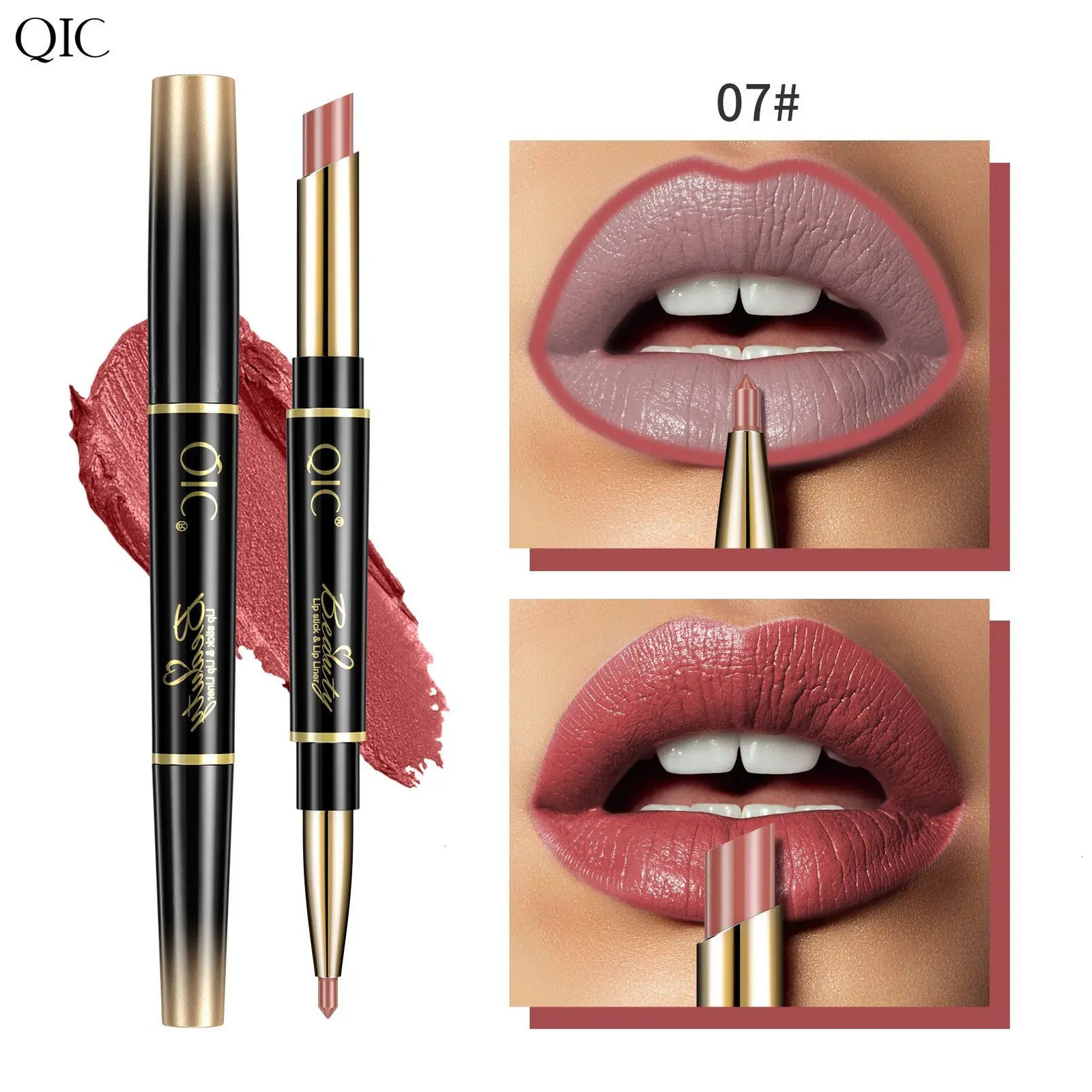 2-in-1 Lipliner Waterproof Matte Velvet Nude lipstick Pencil Sexy Red Lasting Pink Purple Lipliner Makeup 240705