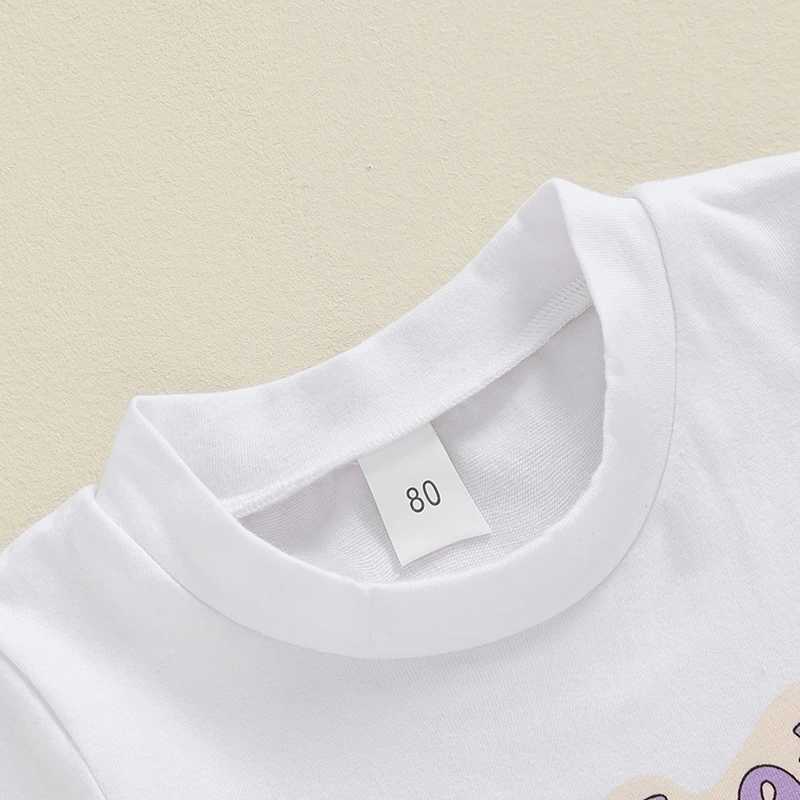 Clothing Sets 2024-05-09 Lioraitiin Toddler Girls Summer Outfits Letter Print Round Neck Short Sleeve Tops Elastic Waist Flare Pants 2Pcs Set R240708