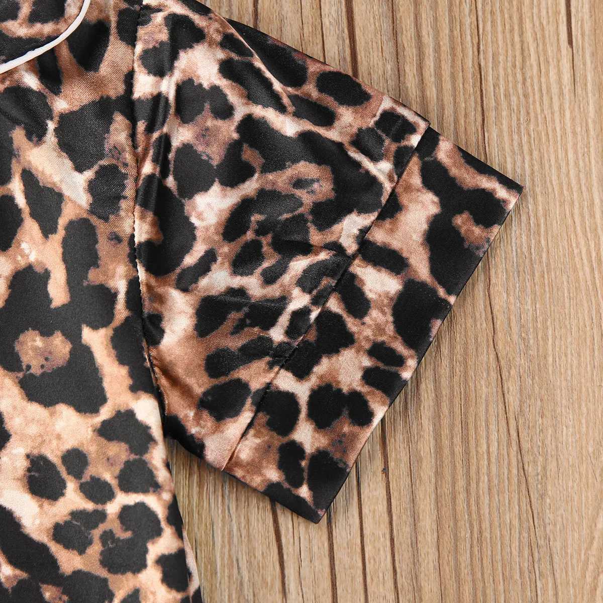 Clothing Sets 2020 New 1-6Years Fashion Toddler Baby Boy Girl Leopard Pajamas long / short sleeve Top Pants Button-Down Sleepwear Nightgown R240708