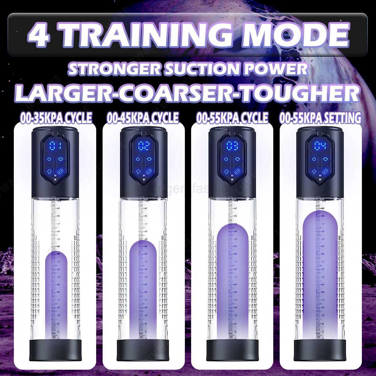 IPX7 Waterproof Electric Pump Penis Erection Enlargement Automatic Vacuum Pump for Men 4 Suction Masturbating sexes Toy for MenB240708