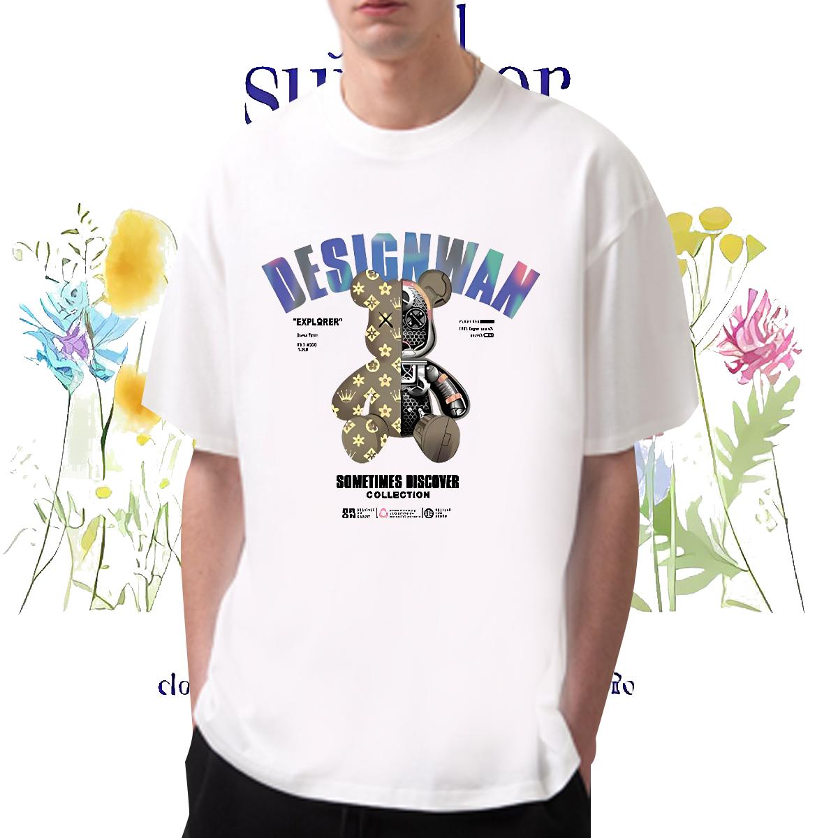 Customized T-Shirts Black Oversized Hip Hop Couples T Shirts 180g Cotton Cool