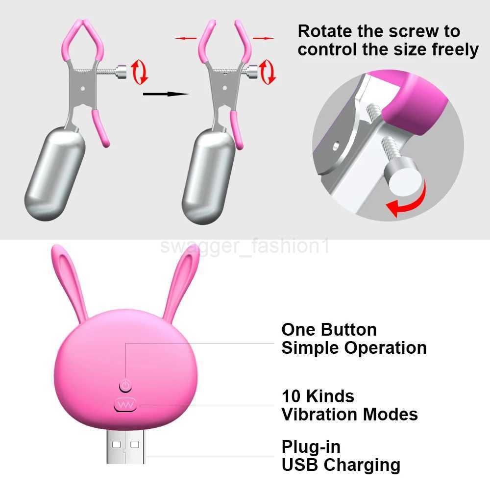 Nipple Clamps Vibrating Breast Clips Nipple Stimulator Wired Vibrators sexes Toys for Women Couples FunB240708