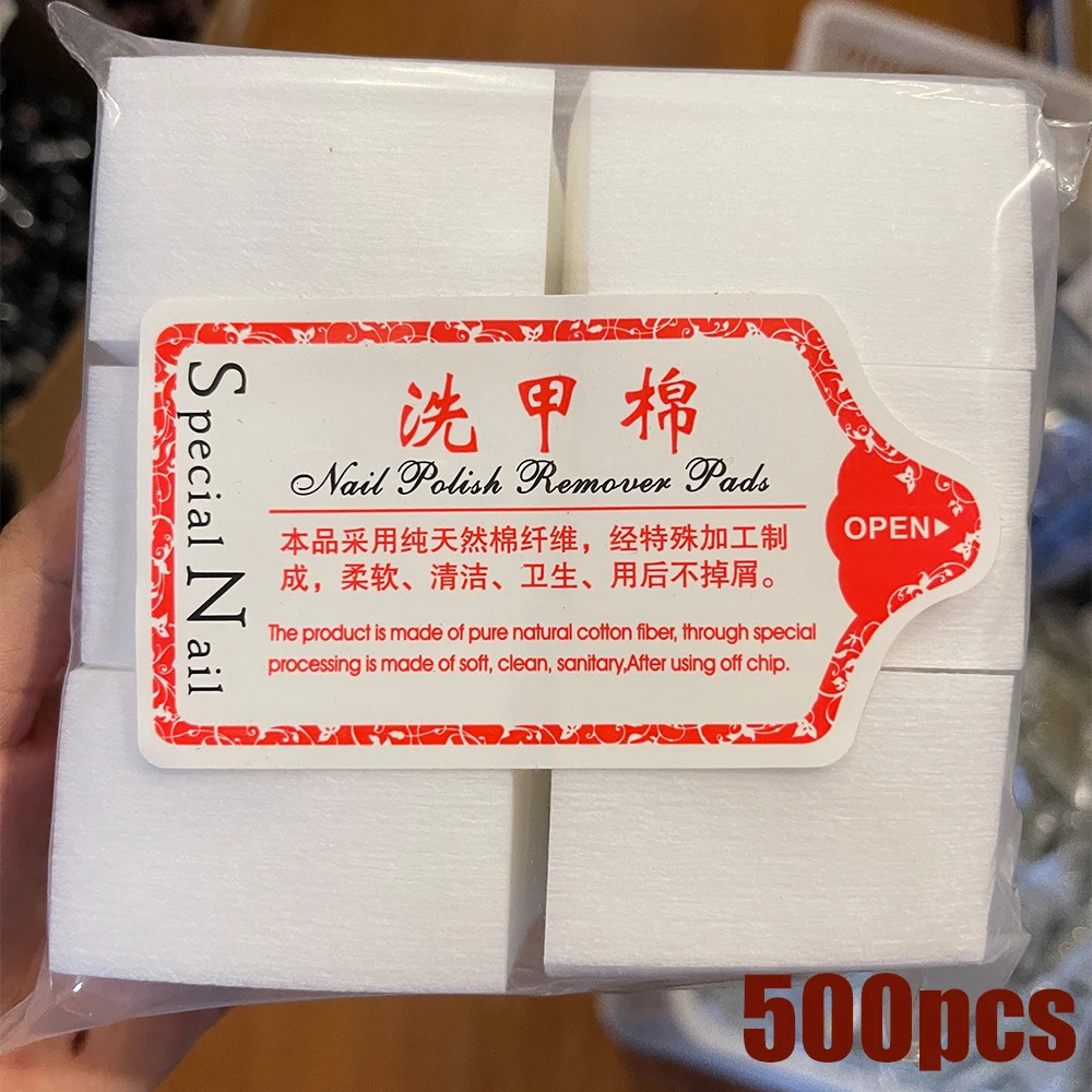 1000/500/100pcs nail towel 100% cotton pad lint free gel nail polish removing cotton pad handle wet towel nail art cleaning tool 240705