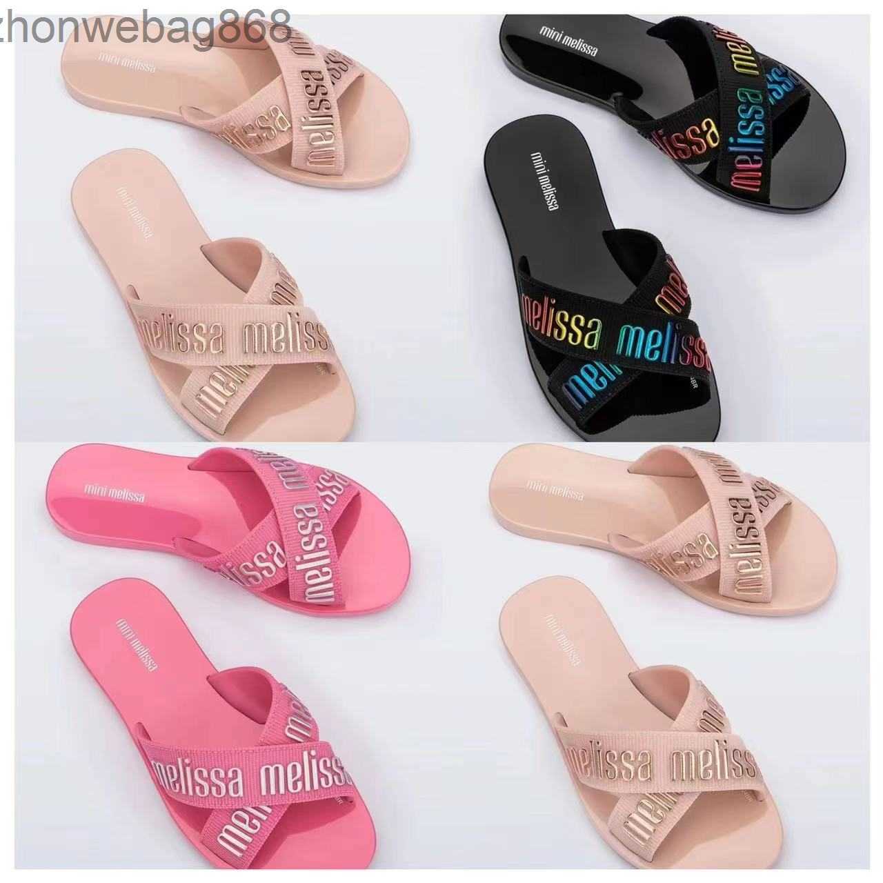 Slippers Brazilian Melissa womens sandals one word slipper 2024 new summer jelly slippers flat bottomed waterproof beach shoes J240708