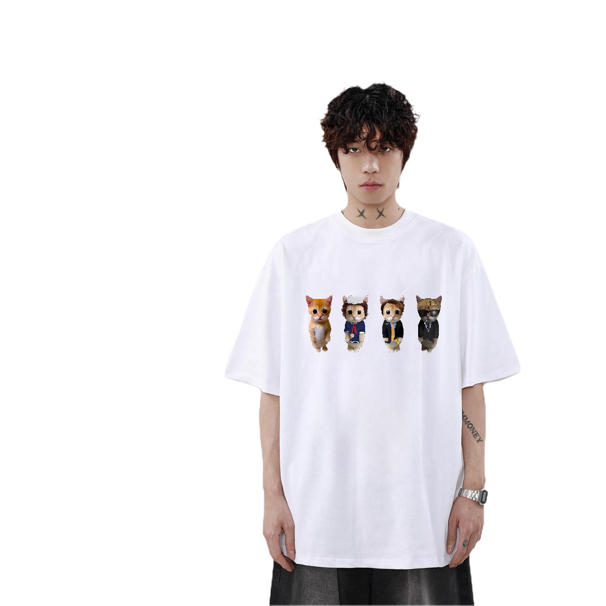 2024 T shirt Cartoon Print Men Clothes T-Shirt High Street Hip Hop Breathable Short Sleeve Unisex Tops