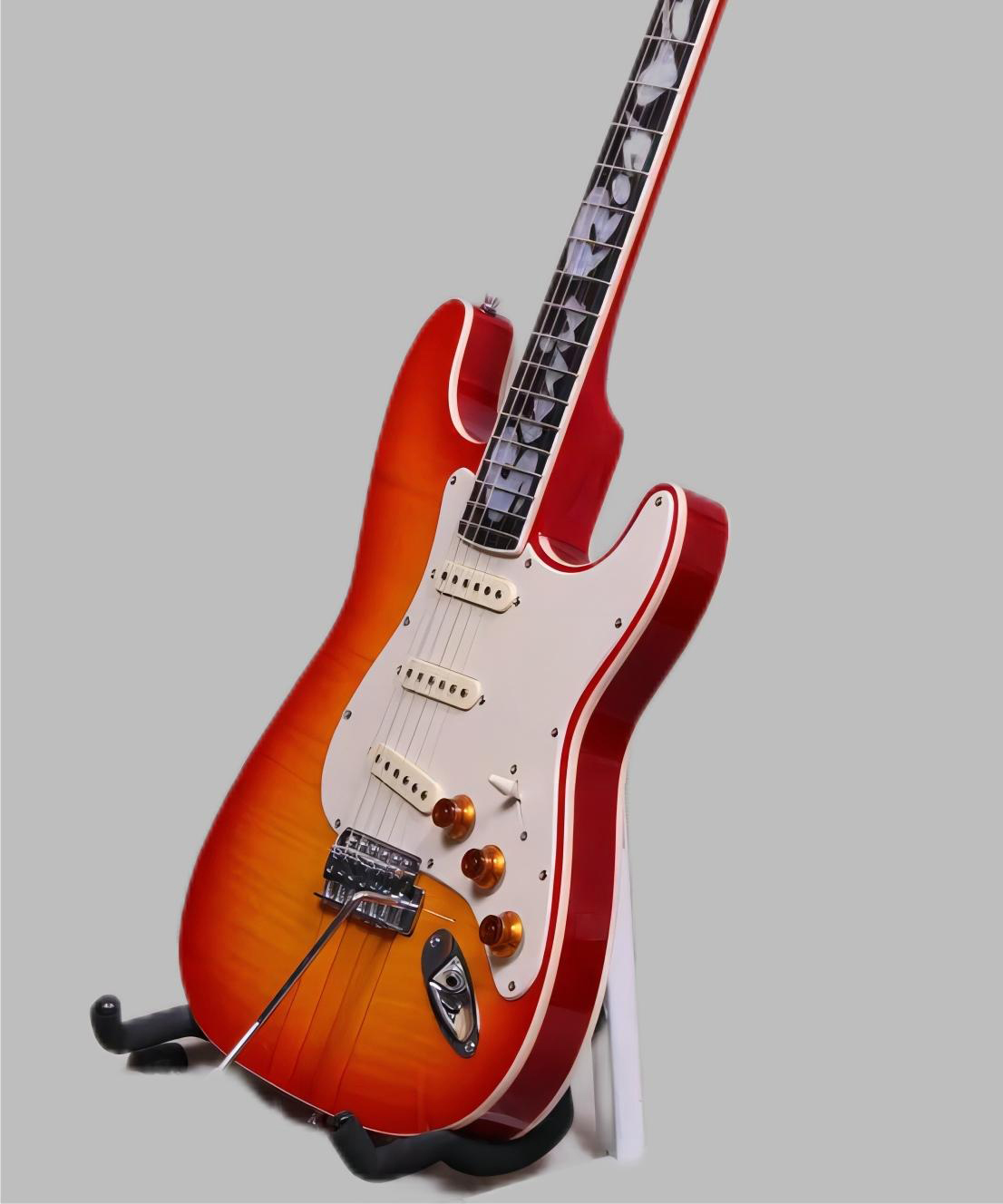 Custom Shop Stevie Ray Vaughan SRV Number One Hamiltone Cherry Sunburst ST Electric Guitar Bookmatched Curly Maple Top Flame Ma8380201 2588