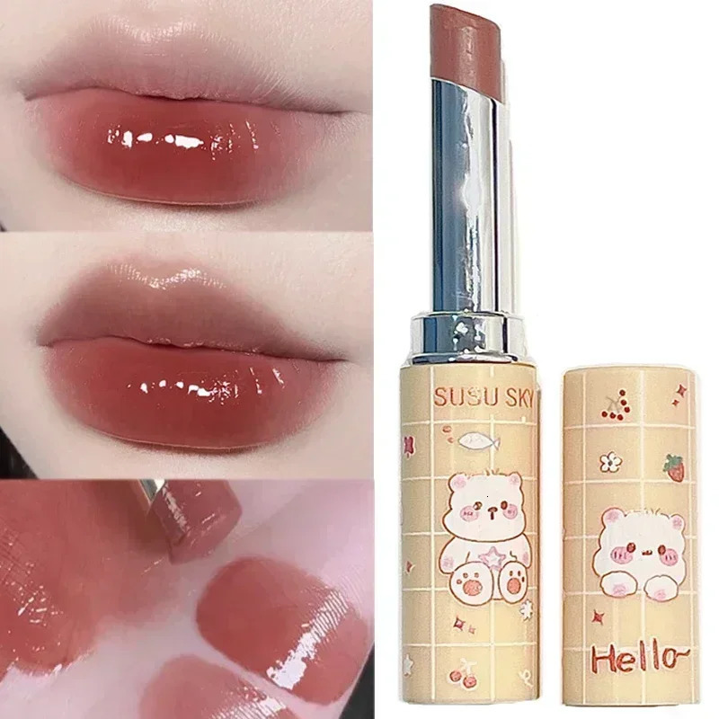 Jelly colored lipstick makeup cherry peach stick free cup crack resistant red lipstick lipstick care cosmetics 240705