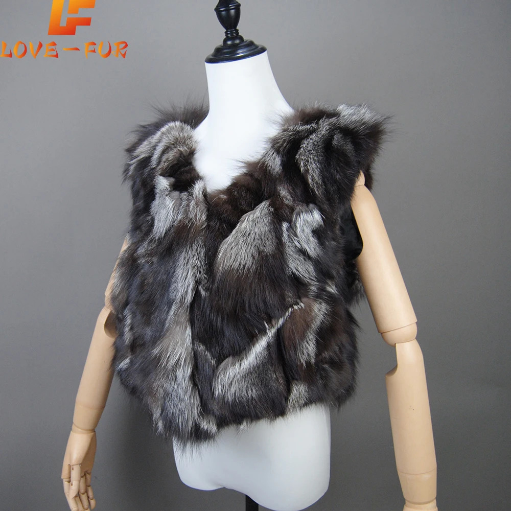 Fox Fur Gilet Real Fur Short Women Natural Winter Feminino Genuine Fur Vest Female Real Short Fur Vest Colete De Inverno 240704