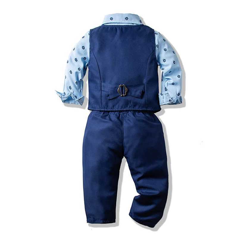 Clothing Sets Pudcoco Kids Baby Boys 3Pcs Gentleman Outfits Long Sleeve Sailboat Print Shirt + Pants + Vest Set Infant Clothes 9M-5T R240708