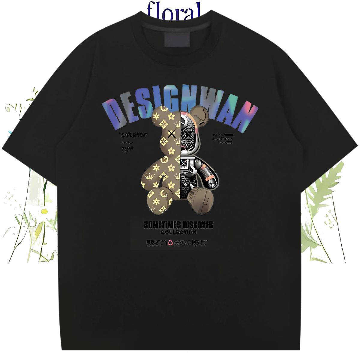 Customized T-Shirts Black Oversized Hip Hop Couples T Shirts 180g Cotton Cool