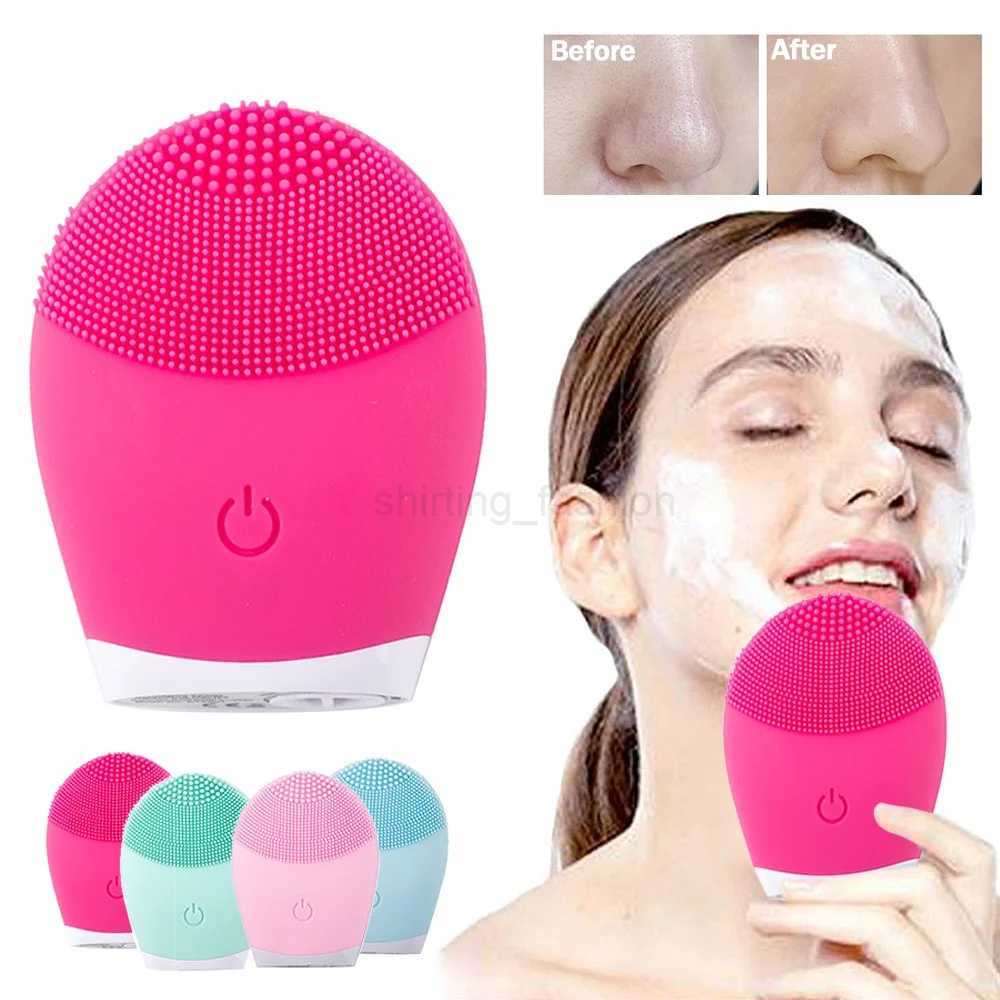 Electric Silicone Facial Cleansing Skin Massager Face Brush Vibration Sonic Cleanser Deep Pore facial brush hineCL240708