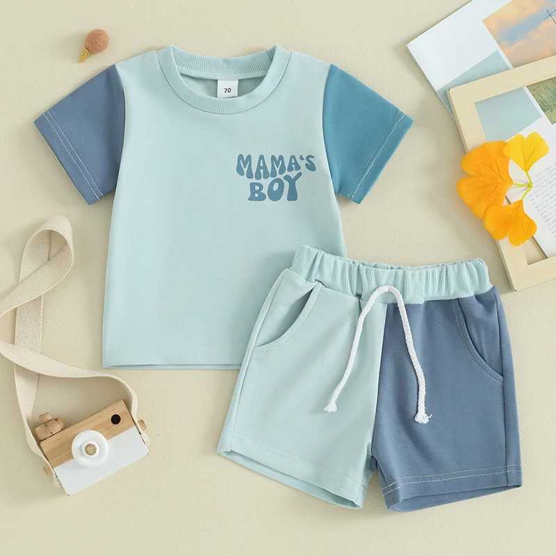 Clothing Sets 2023-12-29 Lioraitiin 0-3Y Toddler Baby Boys Girls Summer Outfits Short Sleeve Contrast Color Tops and Pocket Shorts ClothesSet R240708