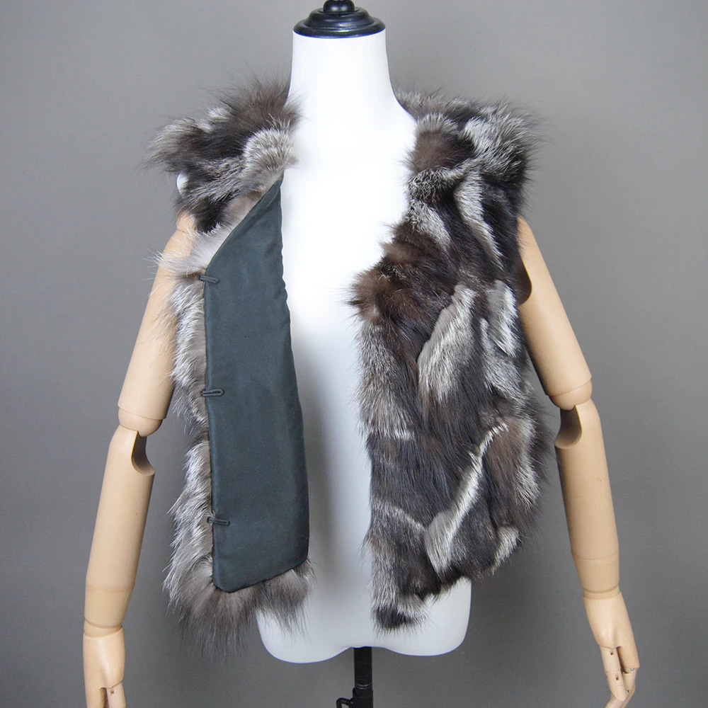Fox Fur Gilet Real Fur Short Women Natural Winter Feminino Genuine Fur Vest Female Real Short Fur Vest Colete De Inverno 240704