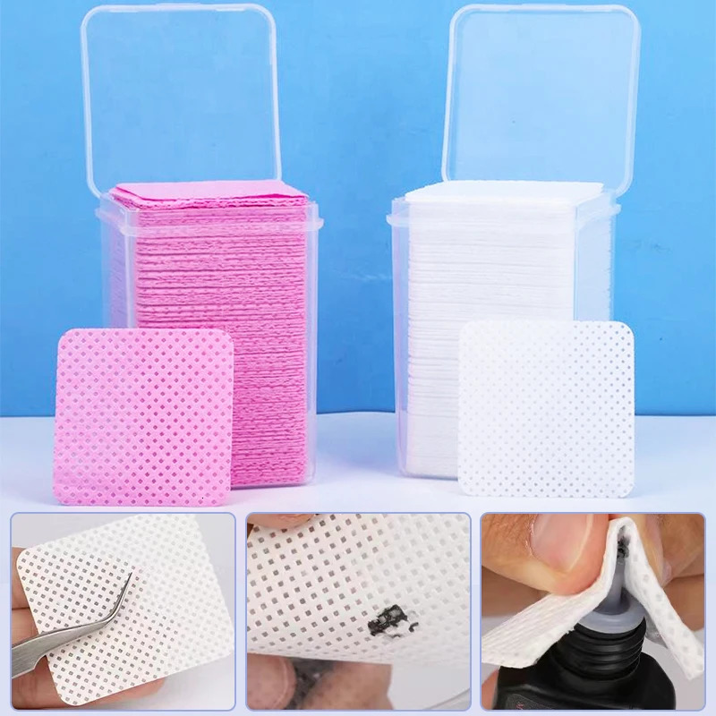 200pcs/box unlined nail wet towel White pink cotton pad gel polishing paper napkin 240705