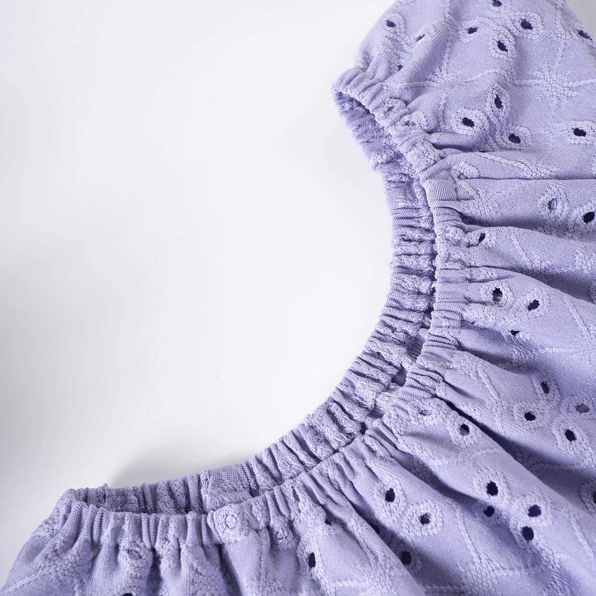 Clothing Sets Baby Girl Set Summer Solid Color Hollow Embroidered Top+Pure White Breathable Ruffle Edge Shorts 2 Piece Set for Daily+Birthday R240708